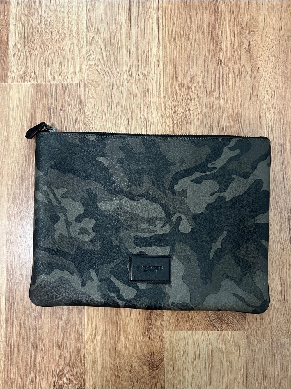 Coach Camo Zip Pouch - Black & Olive Green
